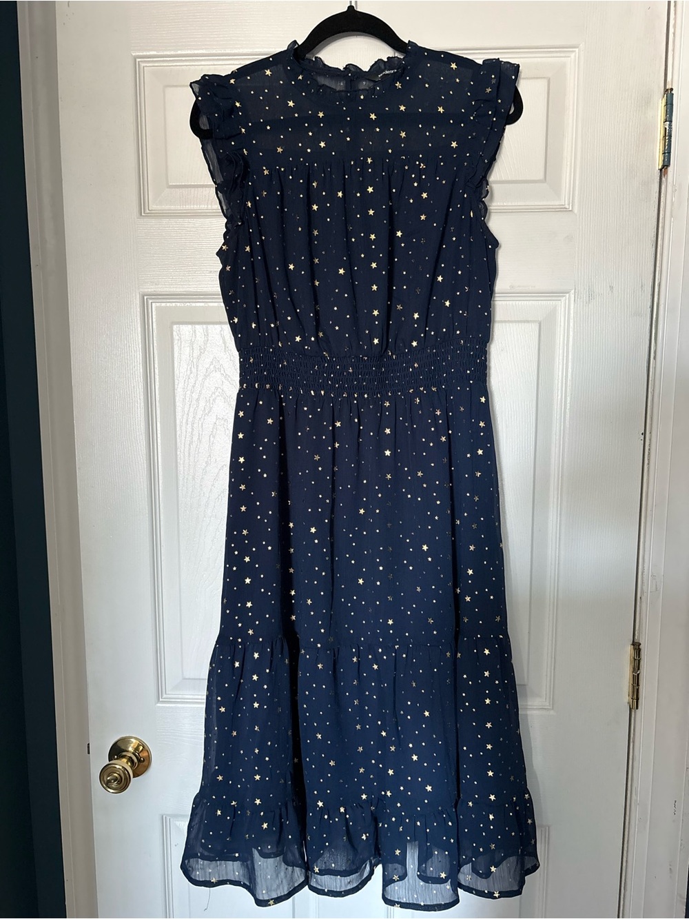 Allegra K Navy Dress with Gold Star Print